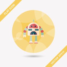 robot concept flat icon with long shadow eps10 N224