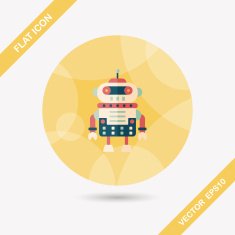 robot concept flat icon with long shadow eps10 N239