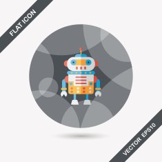robot concept flat icon with long shadow eps10 N241