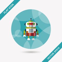 robot concept flat icon with long shadow eps10 N242