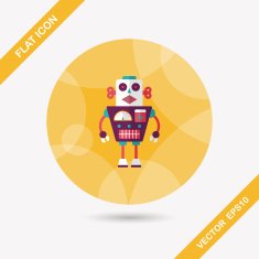 robot concept flat icon with long shadow eps10 N244