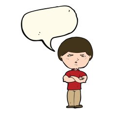cartoon grumpy man with speech bubble N15