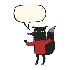 cartoon wolf with speech bubble N13