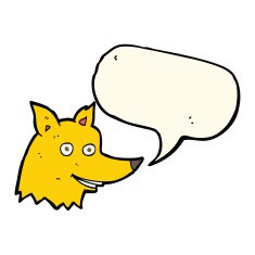 cartoon fox head with speech bubble N10