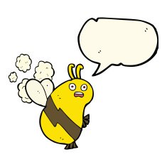 funny cartoon bee with speech bubble N12