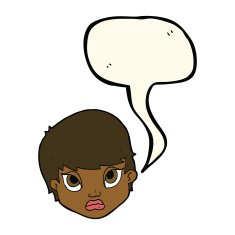 cartoon sulking woman with speech bubble N8