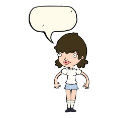 cartoon happy woman with speech bubble N182