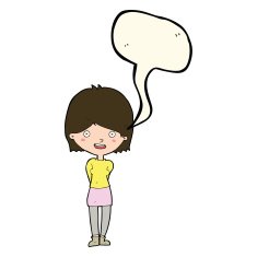 cartoon friendly woman with speech bubble N52