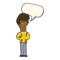 cartoon bored man with speech bubble N29