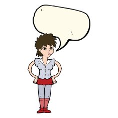 cartoon woman with hands on hips speech bubble N162