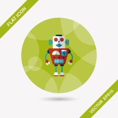 robot concept flat icon with long shadow eps10 N246