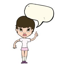 cartoon girl with idea speech bubble N13