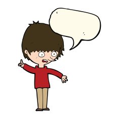 cartoon boy with question speech bubble N15