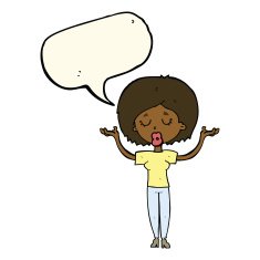 cartoon peaceful woman with speech bubble N8