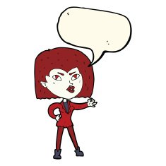 cartoon vampire girl with speech bubble N170