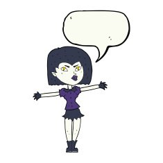 cartoon vampire girl with speech bubble N171