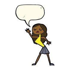 cartoon woman dancing with speech bubble N19