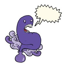 cartoon halloween ghost in bottle with speech bubble N11