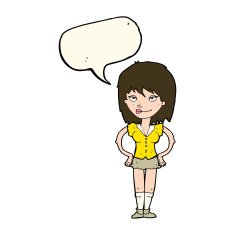 cartoon woman with hands on hips speech bubble N163