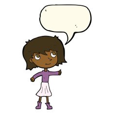 cartoon happy girl with speech bubble N57