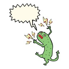 cartoon little monster with speech bubble N19