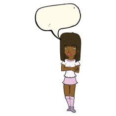cartoon girl with crossed arms speech bubble N8