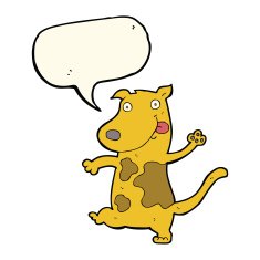 cartoon happy dog with speech bubble N61