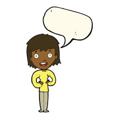 cartoon happy woman with speech bubble N185