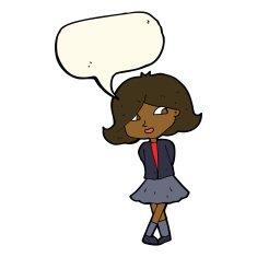 cartoon happy girl with speech bubble N58