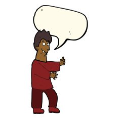 cartoon vampire waving hands with speech bubble N8