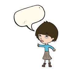cartoon woman giving thumbs up symbol with speech bubble N47