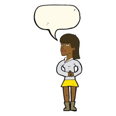 cartoon woman waiting with speech bubble N16
