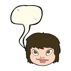 cartoon female face with speech bubble N105