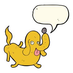 cartoon dog sticking out tongue with speech bubble N10
