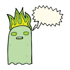 funny cartoon ghost with speech bubble N57