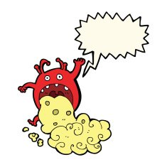 cartoon gross monster being sick with speech bubble N8