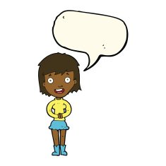 cartoon excited woman with speech bubble N102