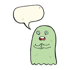 funny cartoon ghost with speech bubble N58
