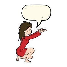 cartoon womn casting spel with speech bubble N4