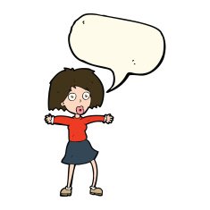 cartoon surprised woman with speech bubble N177