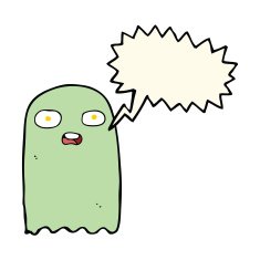 funny cartoon ghost with speech bubble N60