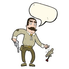 cartoon wild west cowboy with speech bubble N6