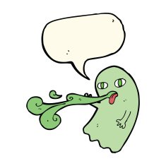 funny cartoon ghost with speech bubble N64