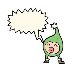 cartoon funny christmas creature with speech bubble N10