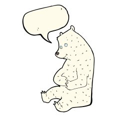 cartoon happy polar bear with speech bubble N7