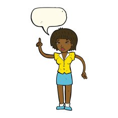 cartoon woman with idea speech bubble N175