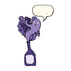 cartoon ghost in bottle with speech bubble N6