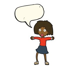 cartoon surprised woman with speech bubble N178