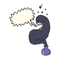 cartoon halloween ghost in bottle with speech bubble N13