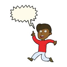 cartoon boy panicking with speech bubble N21